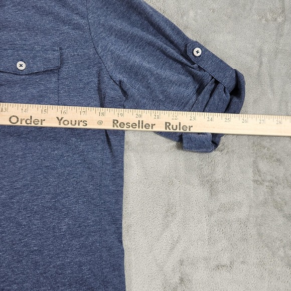 Stio Shirt Womens Large Blue Button Down Roll Tab Long Sleeve Pockets 14941 - Picture 9 of 12